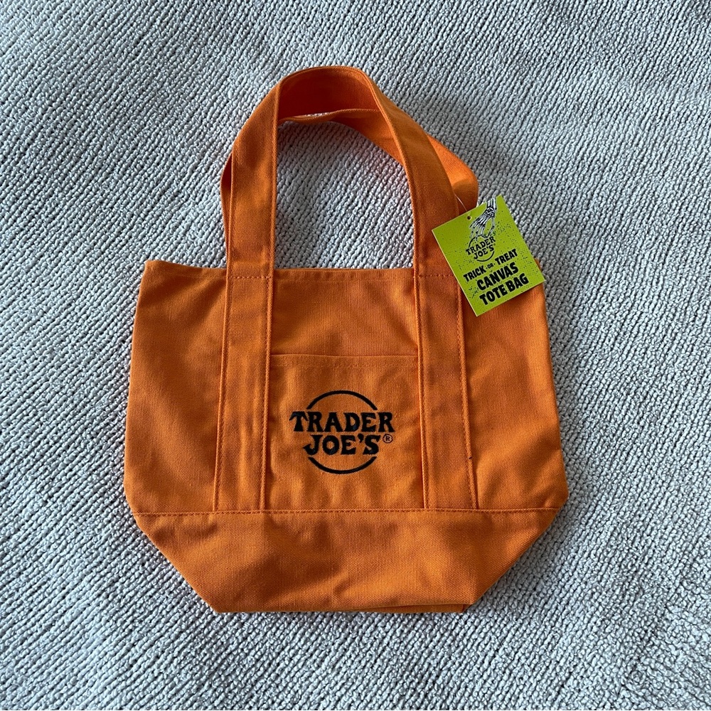 Trader Joe's mini Orange Canvas Tote Bag